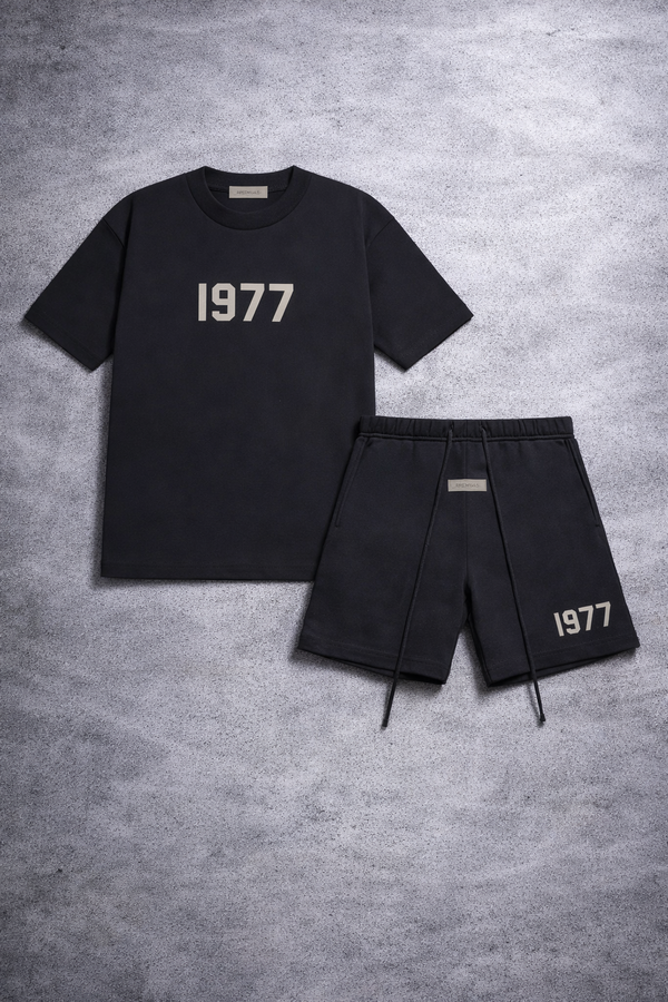 FEAR OF GOD ESSENTIALS 1977 "IRON" SHORT SET